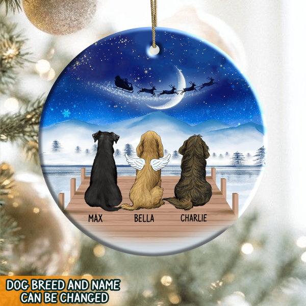 Christmas Night Personalized Dog Memorial Ornament With Angel Wings Ornament