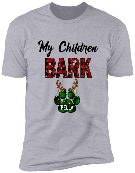 My Children Bark Xmas Style, Customized Up To 4 Dogs - Personalized T-shirt