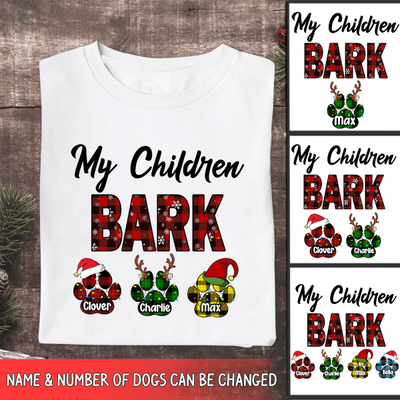 My Children Bark Xmas Style, Customized Up To 4 Dogs - Personalized T-shirt