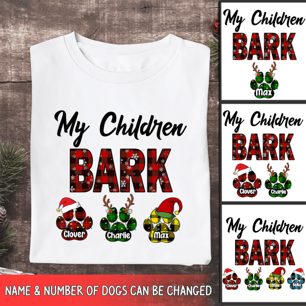 My Children Bark Xmas Style, Customized Up To 4 Dogs - Personalized T-shirt