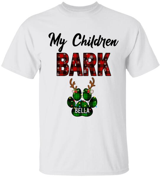 My Children Bark Xmas Style, Customized Up To 4 Dogs - Personalized T-shirt