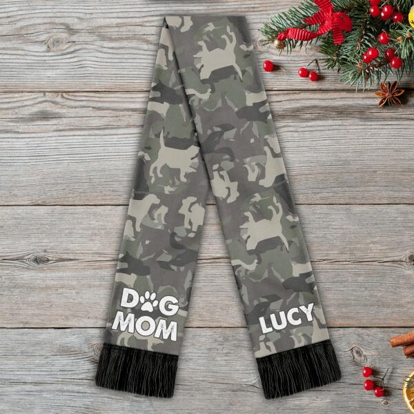 Personalized Wool Scarf Camo Style, Unique Gift For Dog Lovers