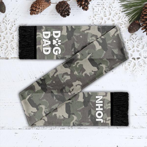 Personalized Wool Scarf Camo Style, Unique Gift For Dog Lovers