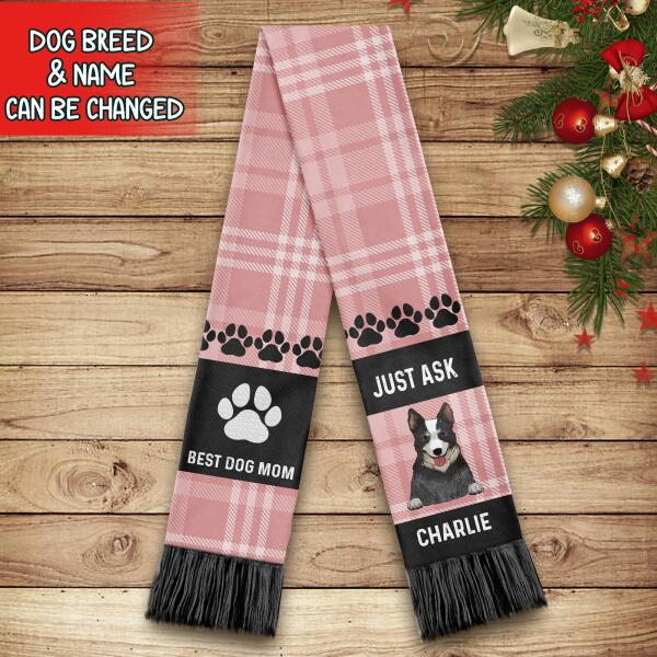 Personalized Best Dog Mom, Dog Dad Ever Wool Scarf, Unique Gift For Dog Lovers