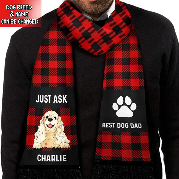 Personalized Best Dog Mom, Dog Dad Ever Wool Scarf, Unique Gift For Dog Lovers