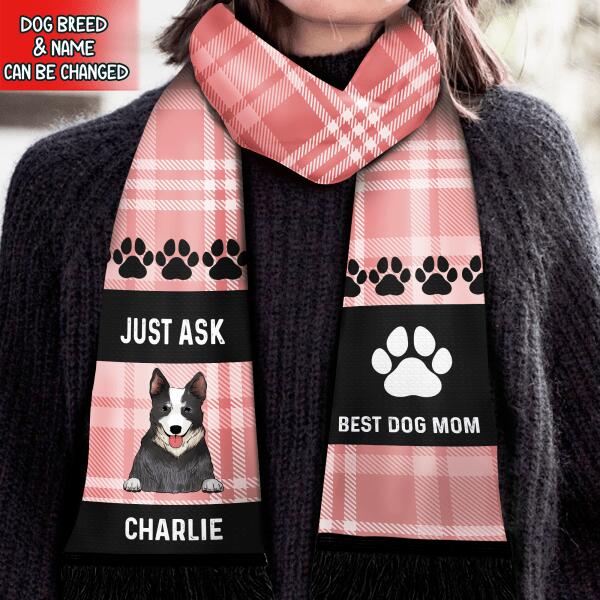 Personalized Best Dog Mom, Dog Dad Ever Wool Scarf, Unique Gift For Dog Lovers