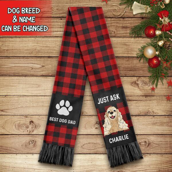Personalized Best Dog Mom, Dog Dad Ever Wool Scarf, Unique Gift For Dog Lovers