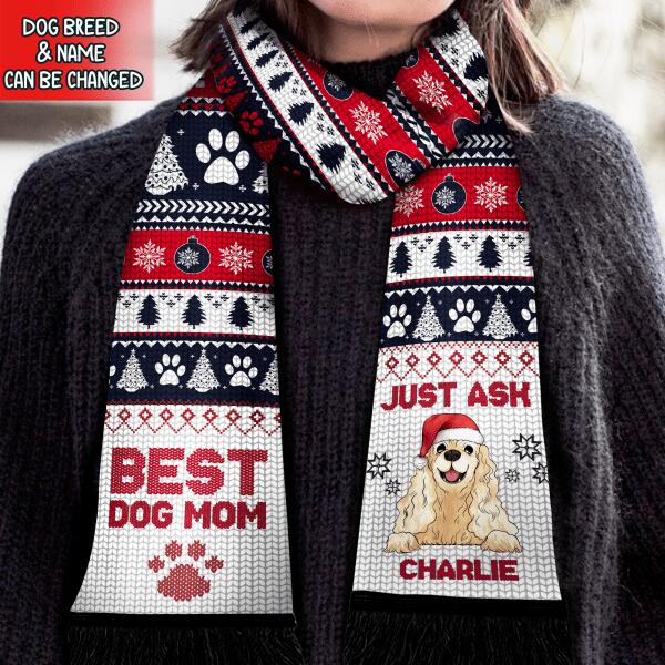 Best Dog Mom, Personalized Wool Scarf