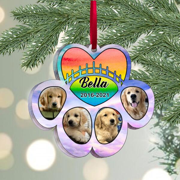 Rainbow Bridge Paw Tree Wooden Ornament, Unique Gifts For Pet Loss