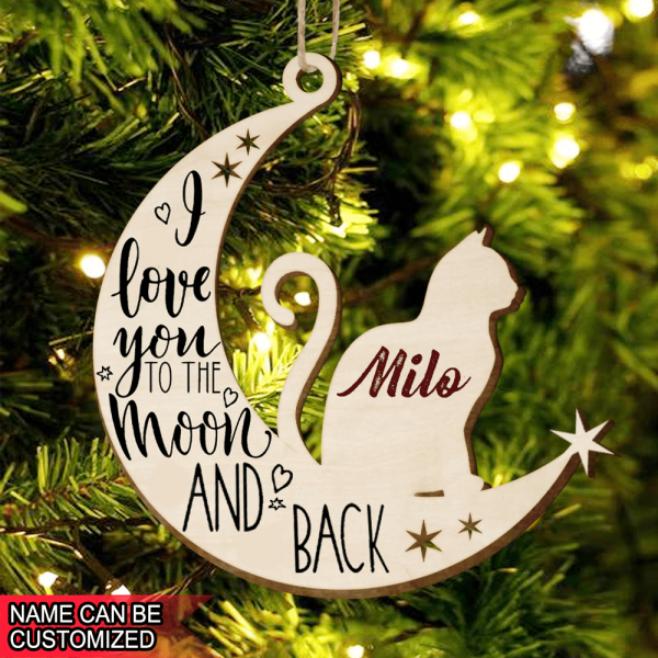 I Love You To The Moon &amp; Back - Personalized Wood Ornament