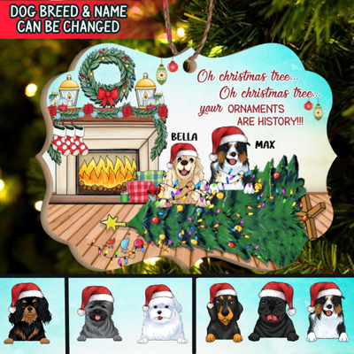 Oh Christmas Tree...Oh Christmas Tree Your Ornament Are History, Funny Dog Christmas Wood Ornament
