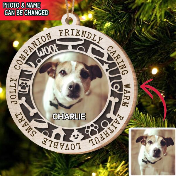 Personalized Love Dog Ornament, Custom Photo Dog Wooden Ornament