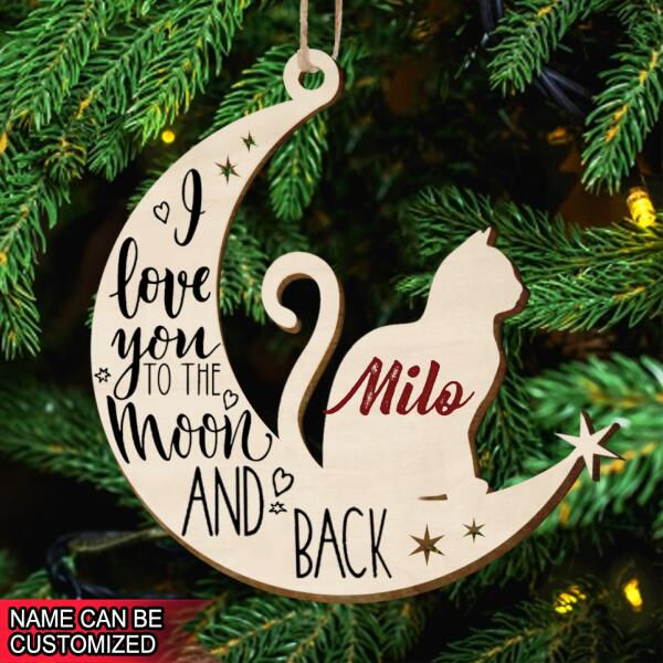 I Love You To The Moon & Back - Personalized Wood Ornament