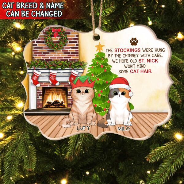The Stocking Were Hung Personalized Cat Christmas Wood Ornament, Custom Shaped Ornament
