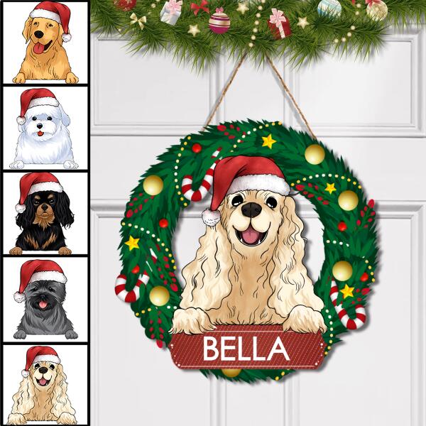 Personalized Christmas Wreath For Dog - Doorsign