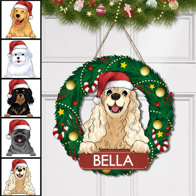 Personalized Christmas Wreath For Dog - Doorsign