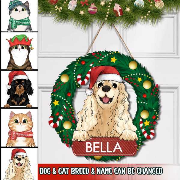 Personalized Christmas Wreath For Dog - Doorsign