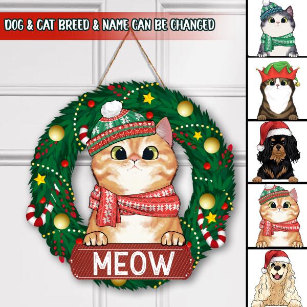 Personalized Christmas Wreath For Cat - Doorsign