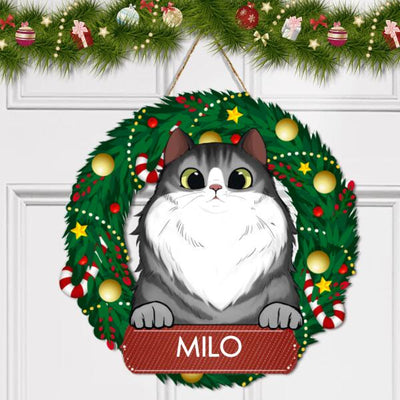 Personalized Christmas Wreath For Cat - Doorsign