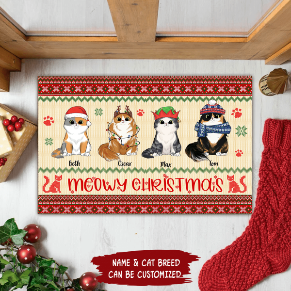 Meowy Christmas Cat Christmas - Personalized Doormat