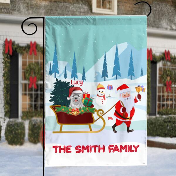 Personalozed Santa Claus With Dog Garden Flag