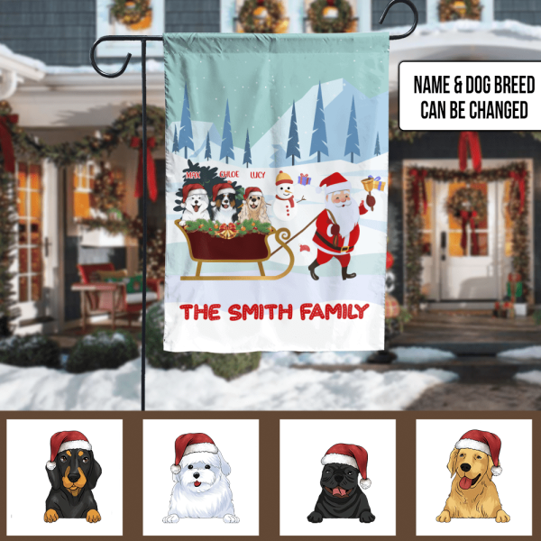 Personalozed Santa Claus With Dog Garden Flag