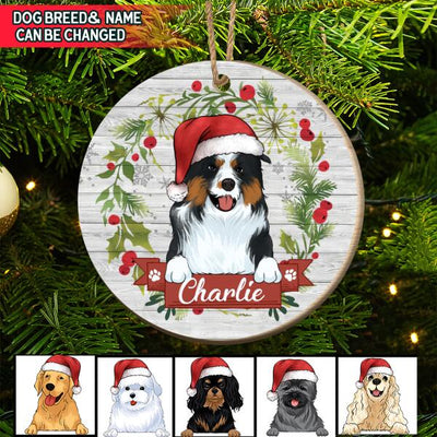 Personalized Mistletoe For Dog Lover - Wooden Print Ornament