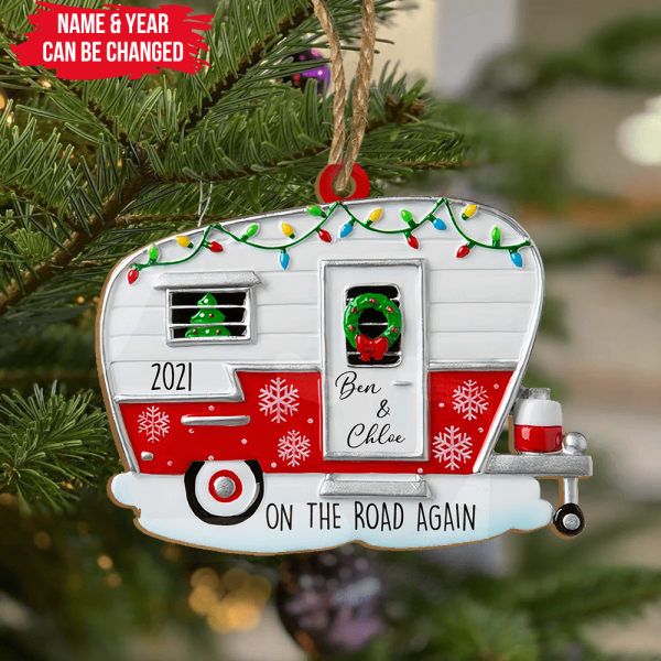 Personalized Camping Car Christmas - Wooden Ornament