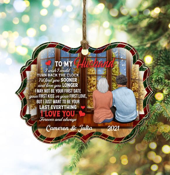 To My Husband, I Love You Forever And Always Christmas Wooden Ornament Custom Shape