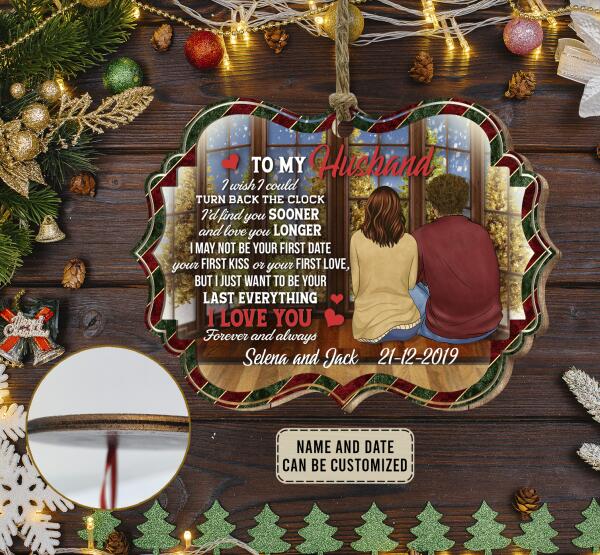 To My Husband, I Love You Forever And Always Christmas Wooden Ornament Custom Shape