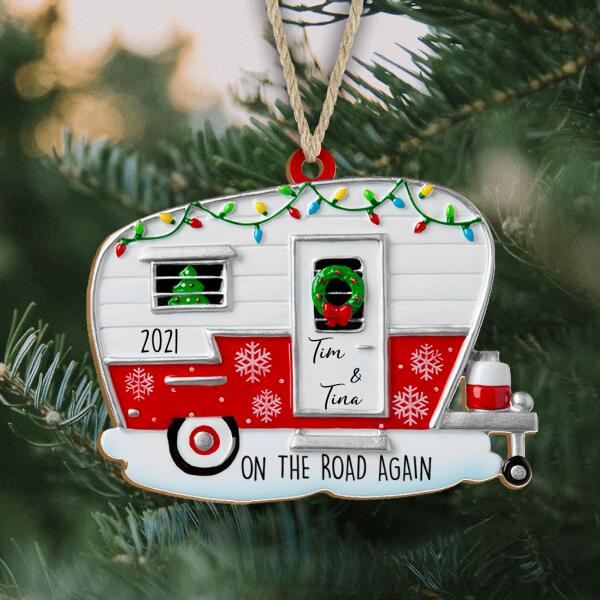 Personalized Camping Car Christmas - Wooden Ornament