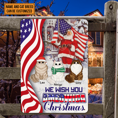 We Wish You Ameowica Christmas Personalized Cat Christmas - Metal Sign