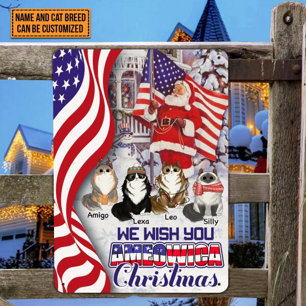 We Wish You Ameowica Christmas Personalized Cat Christmas - Metal Sign