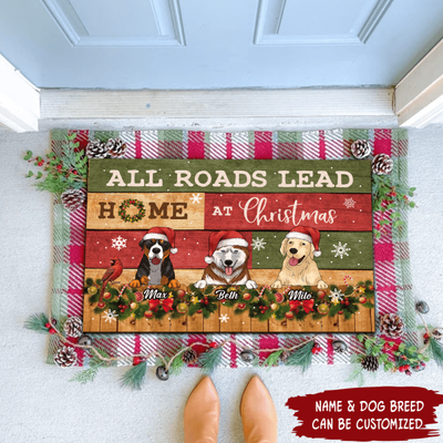 All Roads Lead Home At Christmas - Personalized Doormat