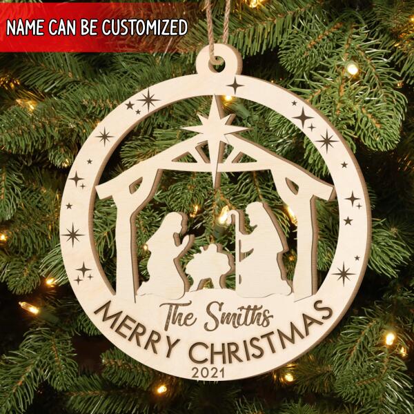 Holy Night Wooden Print Ornament