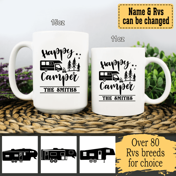 Personalized Camping Mug -Happy Camper