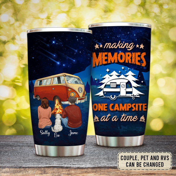 Making Memories One Campsite At A Time, Gift For Camper and Dog Lovers - Tumbler