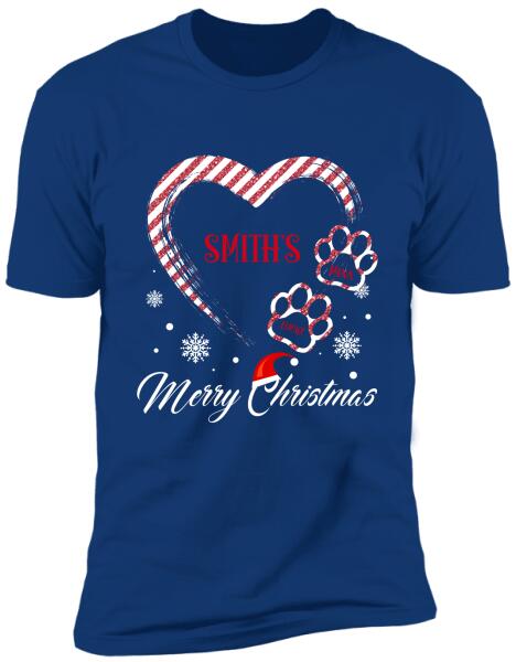 Personalized My Heart Dog Paws Christmas T-shirt
