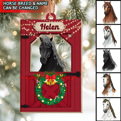 Horse Barn Christmas - Personalized Wooden Print Ornament