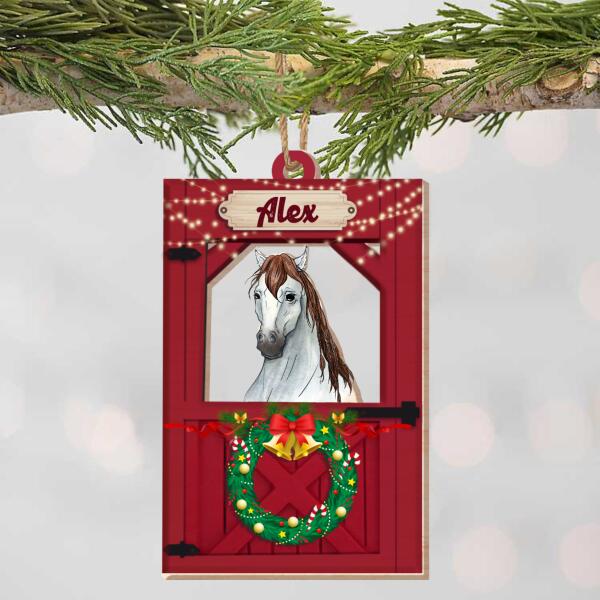 Horse Barn Christmas - Personalized Wooden Print Ornament