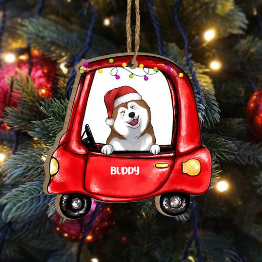 Merry Christmas Wooden Ornament- Best Gift For Dog Lover