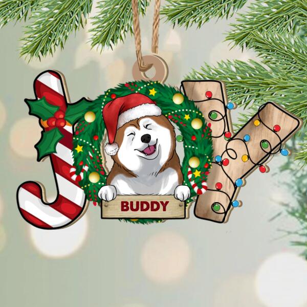 Personalized Memorial Dog Lovers, Joy Christmas Custom Dog - Ornament
