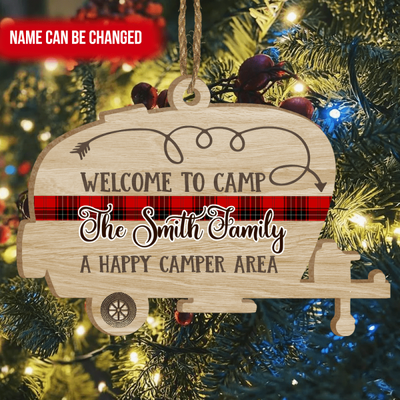 Personalized A Camping Happy Area Wooden Orament