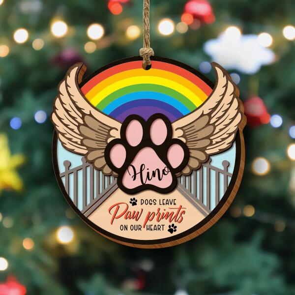 Dog Memorial, Dogs Leave Paw Prints On  Our Heart - Personalized Ornament