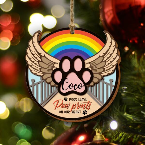 Dog Memorial, Dogs Leave Paw Prints On  Our Heart - Personalized Ornament