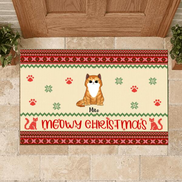 Meowy Christmas Cat Christmas - Personalized Doormat