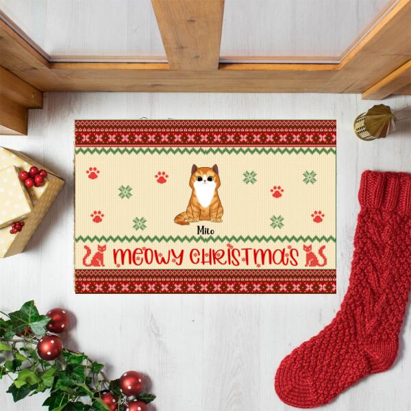 Meowy Christmas Cat Christmas - Personalized Doormat
