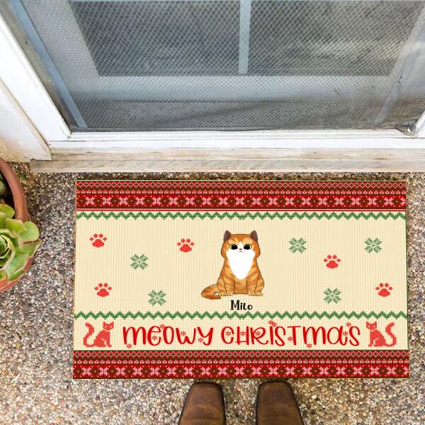 Meowy Christmas Cat Christmas - Personalized Doormat