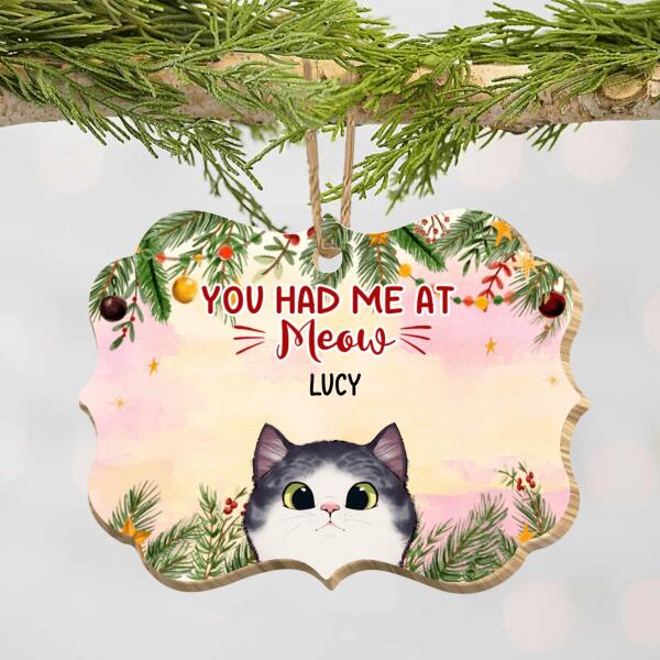 You Had Me At Meow Christmas Wooden Print Ornament For Cat Lovers