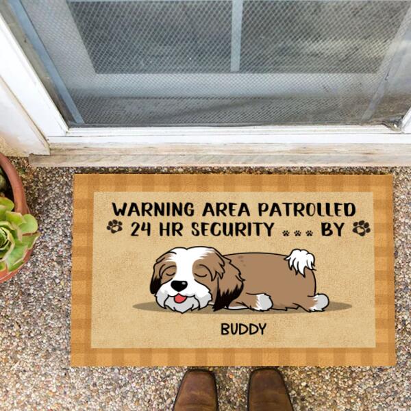 Warning Area Patrolled 24 Hr Security ... By - Personalized Doormat